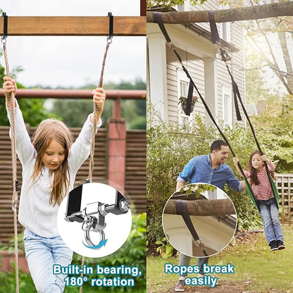 4 Pcs Heavy Duty Swing Hanger Swing Set Accessories for Wooden Sets Snap Hooks Hardware Swing Set Attachments Porch Playground Indoor/Outdoor