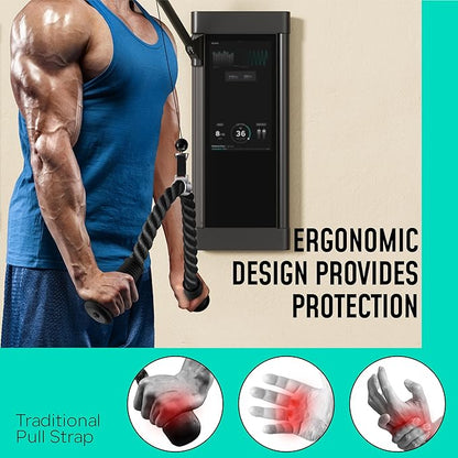 Tricep Rope Compatible with Tonal Machine, Tricep Pull Down Attachment with Ergonomic Comfort Grips, Accessory for Smart Home Gym & Cable Machine, Wrist Support Base, Soft Rub & Heavy Duty