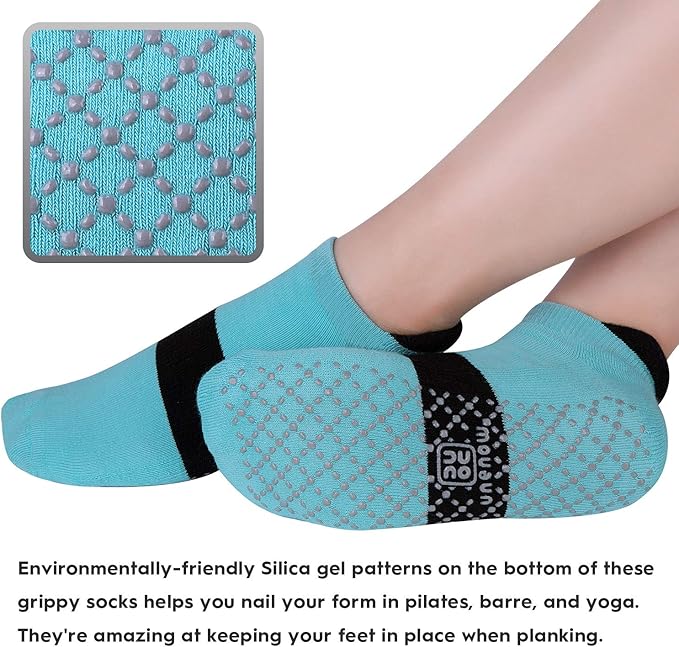 unenow Unisex Non Slip Grip Socks with Cushion for Yoga Pilates Barre Home & Hospital