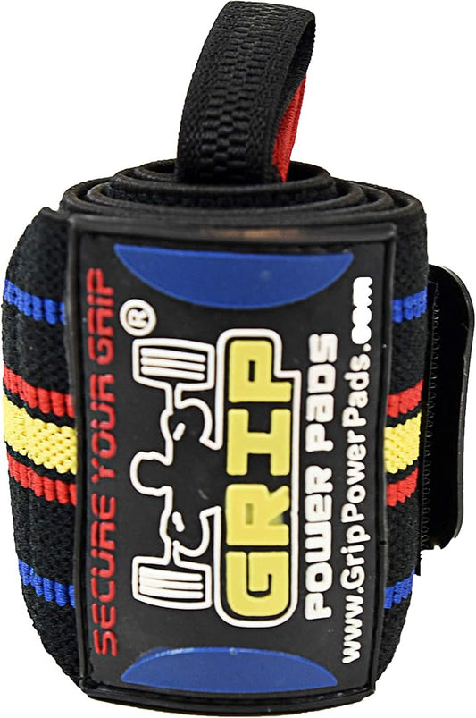 Grip Power Pads Wrist Wraps 2 Wraps for Weight Lifting Wrist Support Cotton Wraps Gym Bandage Straps for Men & Women Premium Quality & PRO Rubber
