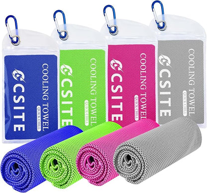 4 Pack Cooling Towels (47"x12") for Neck and Face, Ice Towel for Hot Weather, Soft Breathable Chilly Gym Towels, Microfiber Towel for Work Out, Yoga, Running, Camping & More Activities