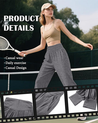 2 Pack Women's Yoga Joggers, Cozy Sweatpants with Pockets Casual Loose Comfy High Waisted Lounge Pants