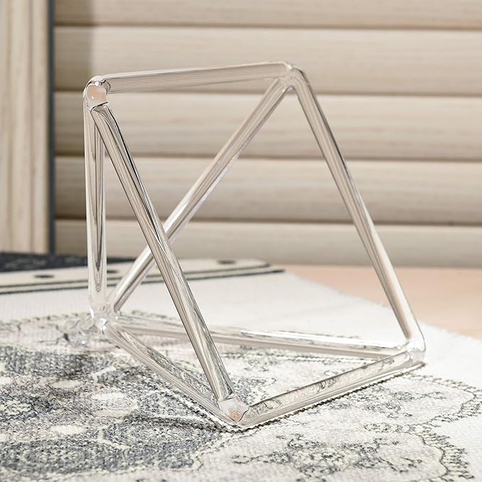TOPFUND 6" Clear Crystal Singing Pyramid Sound Therapy Instrument with Carrying Case and Quartz Suede Mallet