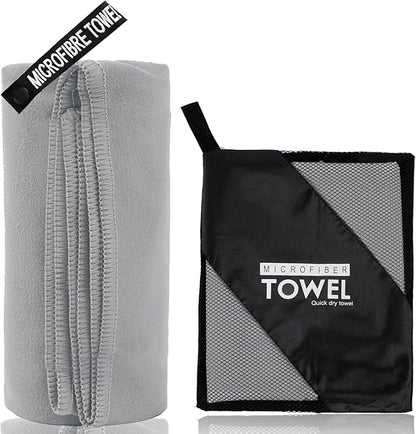 Microfiber Travel Towel, Soft Lightweight Quick Dry Towel, Super Absorbent Compact Travel & Sports & Beach Towels for Camping, Backpack, Gym, Swimming, Yoga, Hiking (L:24"×48" -Gray)