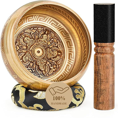 Tibetan Singing Bowls, Authentic Meditation Sound Bowls Handcrafted in Nepal for Yoga, Chakra Healing, Mindfulness, Self Care Spiritual Gifts for Women