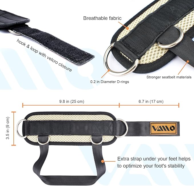 VAIIO Ankle Straps for Cable Machines,Adjustable Comfort fit Neoprene, Reinforce Double D-Ring - Premium Ankle Cuffs to Improve Abdominal Muscles, Lift The Butts, Tone The Legs for Men & Women