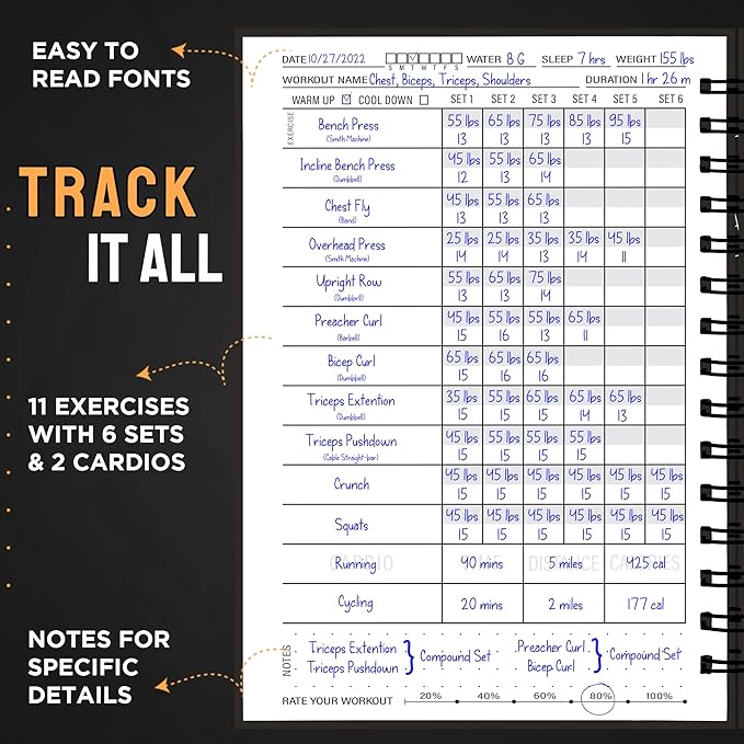 Hardcover Fitness Planner Workout Journal for Women & Men - Undated A5 Sturdy Workout Notebook to Track Gym & Home Workouts - Green Separately Packaged 2 Pieces