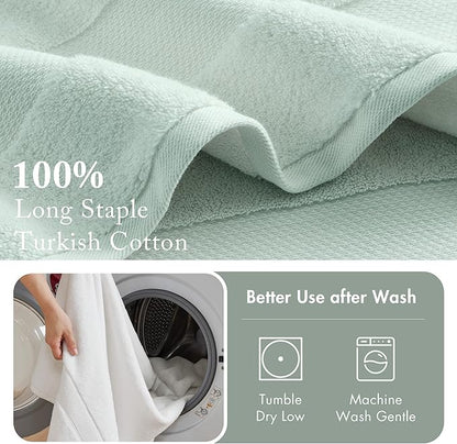 Madison Park Turkish 100% Cotton 600Gsm Luxury Premium Thick Soft Absorbent Hotel Bathroom Towel Set Shower Hand Face Washcloths, Assorted Sizes, Seafoam 6 Piece