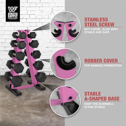 WF Athletic Supply Dumbbell Rack, 5-Tier A-Frame Dumbbell Rack for Dumbbell Storage, Color Options Available in Black/White/Green/Yellow/Red/Pink/Orange & Blue