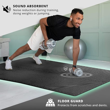 bemaxx Gym Mats Set - 54 pcs EVA Interlocking Foam Floor Tiles (12.6"x12.6"x0.4") 54sqft Protective Gym Flooring Sports Home Workout Exercise Mats Puzzle Garage Fitness Play-Room Garage Pool Treadmill