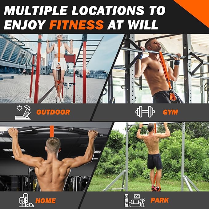 Pull Up Assistance Bands 50-350lbs, Heavy Duty Pull Up Workout Band with Feet Rest, Resistance Band for Pull Up Bar Bands, Pull Up Assist Band Strength Training Workout Equipment, Height Adjustable