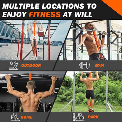 Pull Up Assistance Bands 50-350lbs, Heavy Duty Pull Up Workout Band with Feet Rest, Resistance Band for Pull Up Bar Bands, Pull Up Assist Band Strength Training Workout Equipment, Height Adjustable