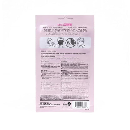 BioMiracle Revitalizing Collagen Face Mask, Infused with Rice Extract, Lemon and Turmeric, 10 Sheets (10 Pack)