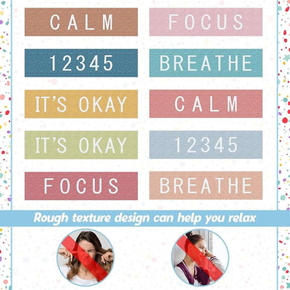 Crtiin 50 Pieces Anxiety Sensory Stickers for Anxiety Relief Items Mental Health Stickers Fidget Textured Strips for Office Classroom Desk Relieve Adult Stress(Casual Style)