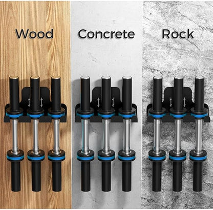 Barbell Wall Holder,Olympic Hanger,Garage Gym Bar Wall Rack,Vertical Barbell Mount Rack,Space Saving Commercial or Home Gym Accessory,Holds Under 33mm Bar Size(Black)