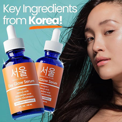 SeoulCeuticals Large 2oz Korean 20% Vitamin C Hyaluronic Acid Serum + CE Ferulic Acid - Potent Anti Aging, Anti Wrinkle K Beauty