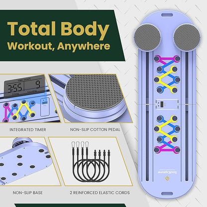 Pilates Board, Multi-Purpose Pilates Reformer Set,Portable Pilates Reformer Board with Yoga Socks & Resistance Bands ,Best for Women Fitness & Exercise at Home Pilates Workout Board.