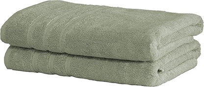 Mosobam Luxury Turkish Set of 2 Bath Towels 30X58 Seagrass Green 700 GSM Bamboo Viscose & Aegean Turkish Combed Cotton