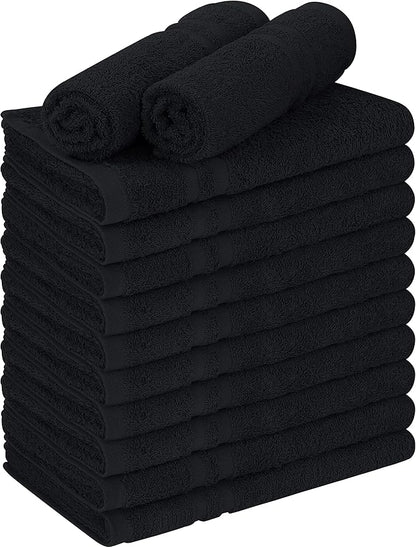 Utopia Towels Cotton Bleach Proof Salon Towels (16x27 inches) - Bleach Safe Gym Hand Towel (72 Pack, Black)