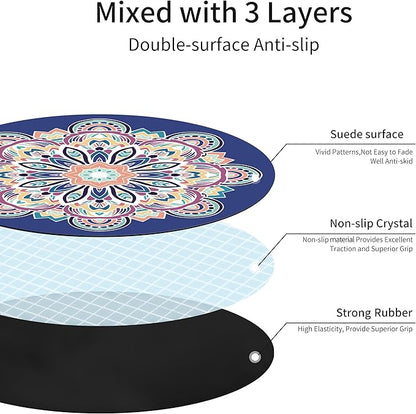 Round Meditation Pilates Yoga Mat Luxury Suede Large Yoga Mat Natural Rubber Non-Slip Base is ery Suitable for Meditation, Stretching, Yoga Environmental Protection, Fitness Exercise, Home and Outdoor. 140CM Diameter