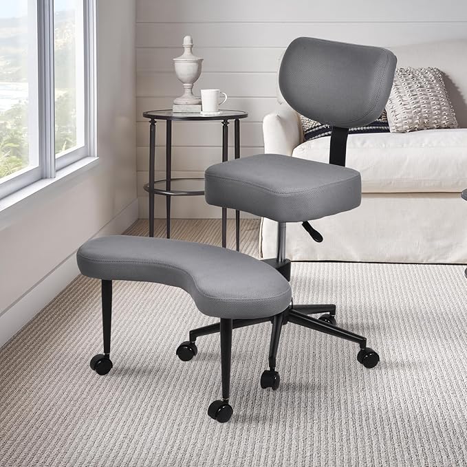 Meditation Chair, Cross Legged ADHD Office Chair for Adults with Wheels Ergonomic Back Support and Leg Rest for Multi Position Criss Cross Sitting Kneeling and Yoga Height Adjustable, Mesh Style