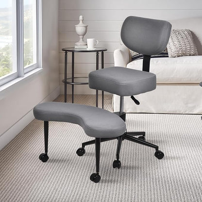 Meditation Chair, Cross Legged ADHD Office Chair for Adults with Wheels Ergonomic Back Support and Leg Rest for Multi Position Criss Cross Sitting Kneeling and Yoga Height Adjustable, Mesh Style