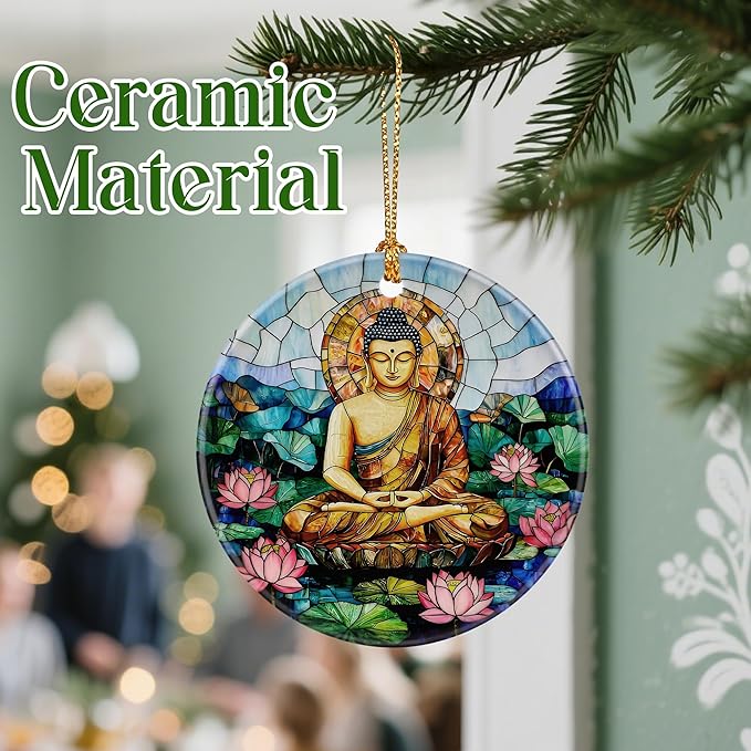 Buddha Meditation Ornament – Christmas Ornament, Christmas Tree Decoration & Perfect Holiday Decor, Namaste Decor | Gifts for Yoga, Meditation, and Mindfulness Practitioners