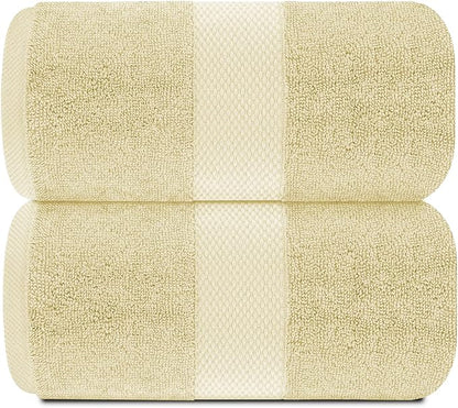 White Classic Luxury Soft Beige Bath Sheet Towels - 650 GSM Cotton Luxury Bath Towels Extra Large 35x70 | Highly Absorbent and Quick Dry | Hotel Collection Extra Large Bath Towels Oversized, 2 Pack