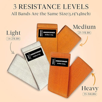 9 PCS Fabric Resistance Bands Set for Working Out, Non-Slip Exercise Booty Bands for Women & Men Leg and Glutes with Hair Ties and Tape Measure - for Home Gym Workout, Yoga, Pilates