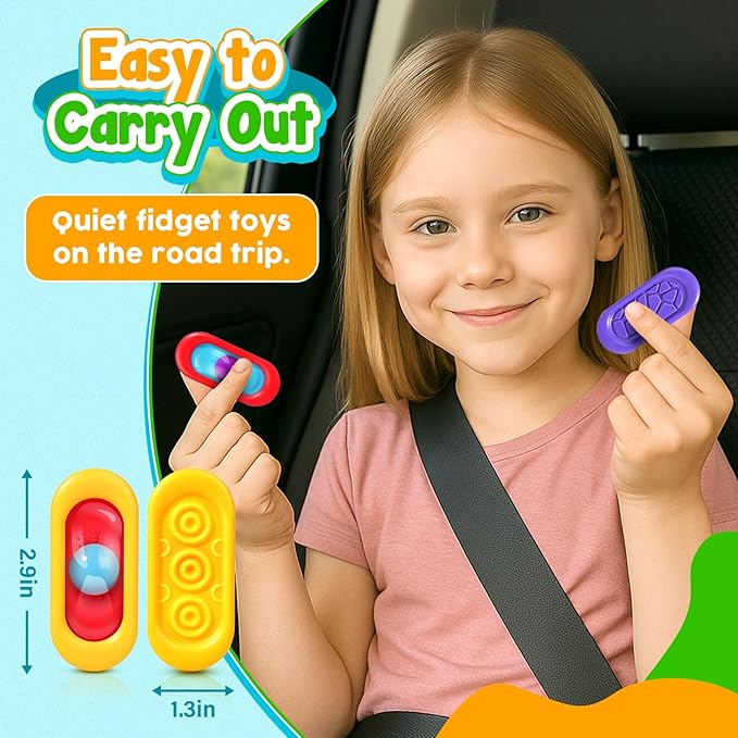 Sensory Marble Fidget Toys for Kids- 6 Pcs Quiet Fidget for Classroom, Gel Filled Autism Sensory Toys ADHD, Silent Stress Fidgets Squishy Worry Stones, Travel Road Trip Activities for Kids Gifts