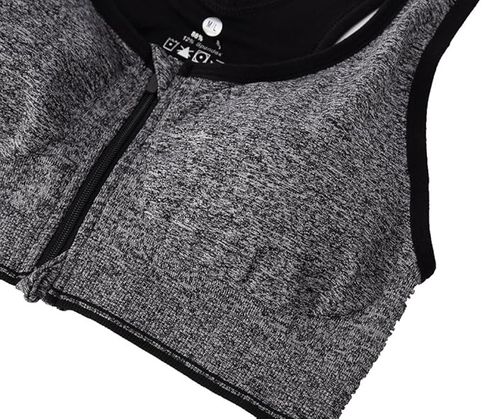 Women's Zipper Front Closure Sports Bra Racerback Yoga Bras