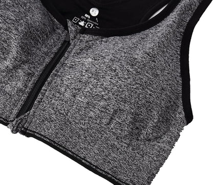 Women's Zipper Front Closure Sports Bra Racerback Yoga Bras
