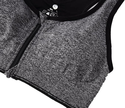 Women's Zipper Front Closure Sports Bra Racerback Yoga Bras