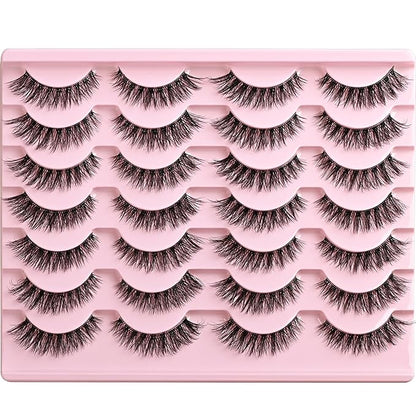 Lashes False Eyelashes Wispy Cat Eye Lash Strips Fake Mink Eyelash Natural Look 14 Pairs Fluffy Demi Wispies Strip Lashes Pack 8-14mm Short Cateye Full Pestañas for Women