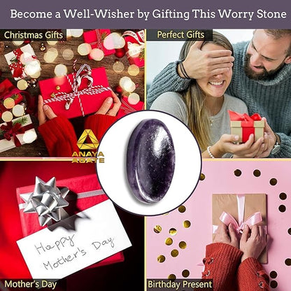 Lepidolite Worry Stones – Crystal Thumb Worry Stone for Anxiety, Stress – Relaxing and Soothing Balance Stones for Meditation, Stress Relief – Healing Stones and Crystals for Men and Women