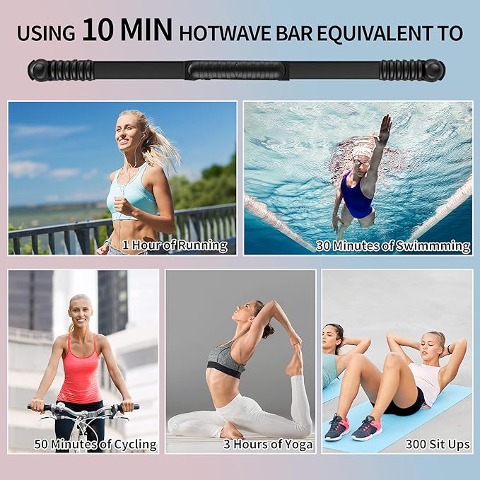 Hotwave Elastic Fitness Bar,Vibration Stick,Body Physical Therapy,Core Strength Training,Power Twister for Arm, Exercise in Home Gym