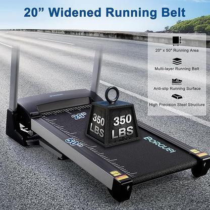 15% Auto Incline Treadmill with Bluetooth Speaker, 20" Wide 3.5HP Folding Electric Treadmill with LCD Display Easy Assembly Running Walking Exercise Machine for Home Use, 350 LBS Capacity
