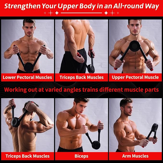 Twisted Arm Trainer, Hydraulic Chest Power Expander, 22-440LB Adjustable Strength Forearm Exerciser, Muscle Training Workout Equipment, Shoulder Pectoral Biceps Upper Body Press Expander Gym Device