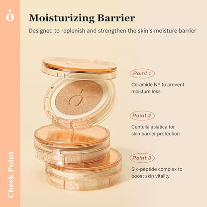 Skin Barrier Glow Cover Cushion, All-day Coverage, Glow Finish, Lightweight, Skincare-Like Texture, Non-cakey Makeup, Korean Cushion Foundation (#31N Sand, 0.15 oz)
