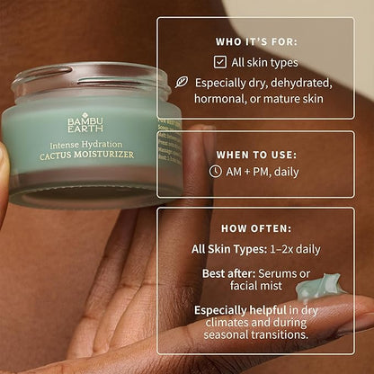 BAMBU EARTH Intense Hydration Cactus Face Moisturizer - Deeply Hydrate with Pressed Serum Formula - Skincare to Soften Texture, Balanced Complexion for Healthy-Looking Glow - .8 oz net wt.