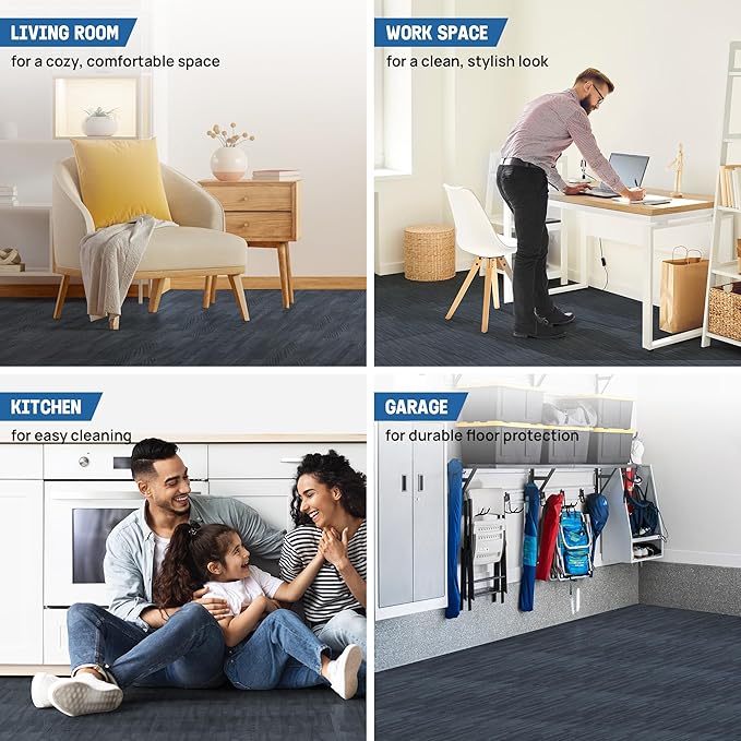 Yes4All 48SQ.FT Wood Grain Puzzle Exercise Mat Protective Flooring, EVA Interlocking Foam Floor Tiles with Border for Home