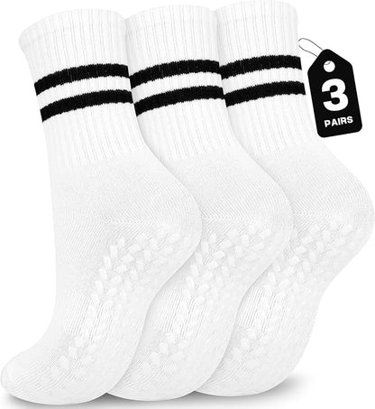 Pilates Socks with Grips for Yoga, Barefoot, Ballet, Barre, Hospital Non Slip Anti Skid Socks for Women and Men