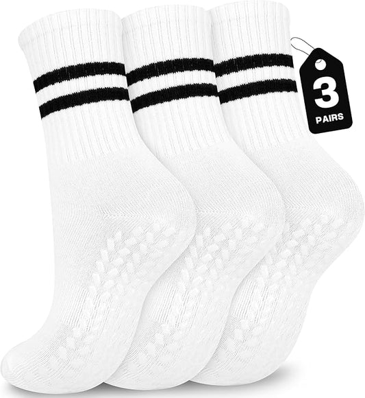 Pilates Socks with Grips for Yoga, Barefoot, Ballet, Barre, Hospital Non Slip Anti Skid Socks for Women and Men
