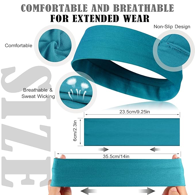 16Pcs Headbands for Women - Multicolor Absorb Sweat Non Slip Absorb Sweat Sports Hair Bands（ Soft Cotton Cloth Stretchy Headbands ）（Suitable for Fitness Yoga Outdoor Exercise ）