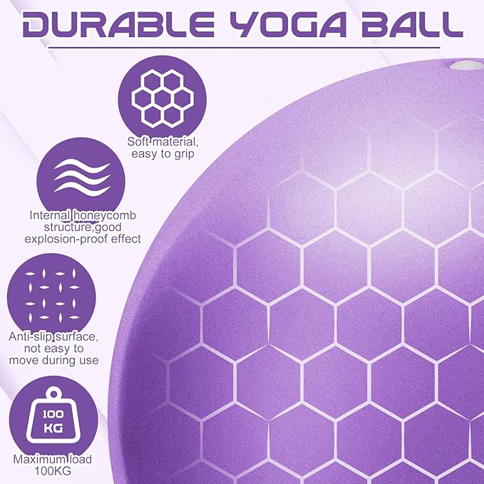 Pilates Ball, 9 Inch Small Exercise Mini Soft Workout Yoga Ball with Exercise Guide, for Home Gym Yoga, Pilates, Core Training, Workout, Balance, Stability