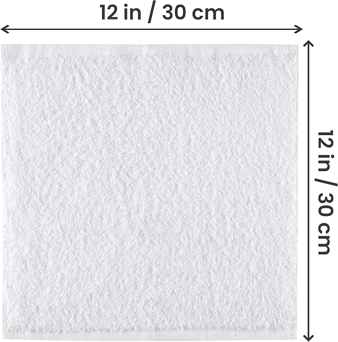 Utopia Towels 12 Pack Cotton Washcloths Set, 100% Ring Spun Cotton, Premium Flannel Face Cloths, Highly Absorbent and Soft Feel Fingertip Towels, White