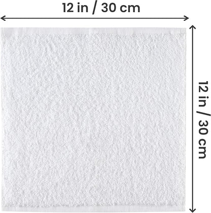 Utopia Towels 12 Pack Cotton Washcloths Set, 100% Ring Spun Cotton, Premium Flannel Face Cloths, Highly Absorbent and Soft Feel Fingertip Towels, White