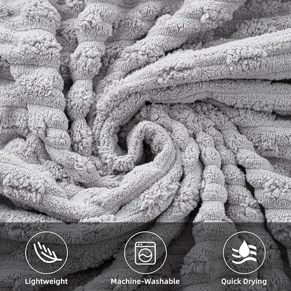 40x80 Inches Oversized Bath Sheets Extra Large Bath Towels Set of 6 for Adults Super Soft Quick Dry Lightweight Lint Free Absorbent Stripe Microfiber Shower Towels (Grey,6 Piece)