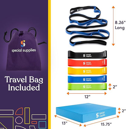 SPECIAL SUPPLIES Balance Board and Yoga Strap Set for Stretching, Stability Training, Fitness, Flexibility, Physical Therapy, Home Workout Equipment, Strength Training, and Pilates