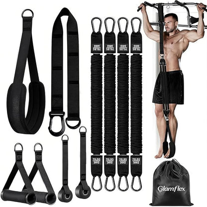 Adjustable Heavy Duty Pull Up Assistance Bands with Fabric Feet and Knee Rest - Pull Up Resistance Bands for Men, Women, and Seniors - Perfect for Dip and Resistance Strength Training Glamflex